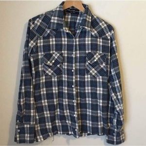 Kettle Black Flannel Snap Button Down Top Size Large